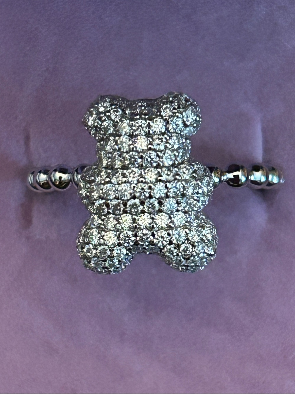 1.50CTW Genuine Moissanite Pavé Teddy Bear 🧸 Ring in 925 Sterling Silver Size 7